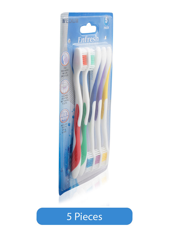 Enfresh Medium Bristle Toothbrush, 5 Pieces