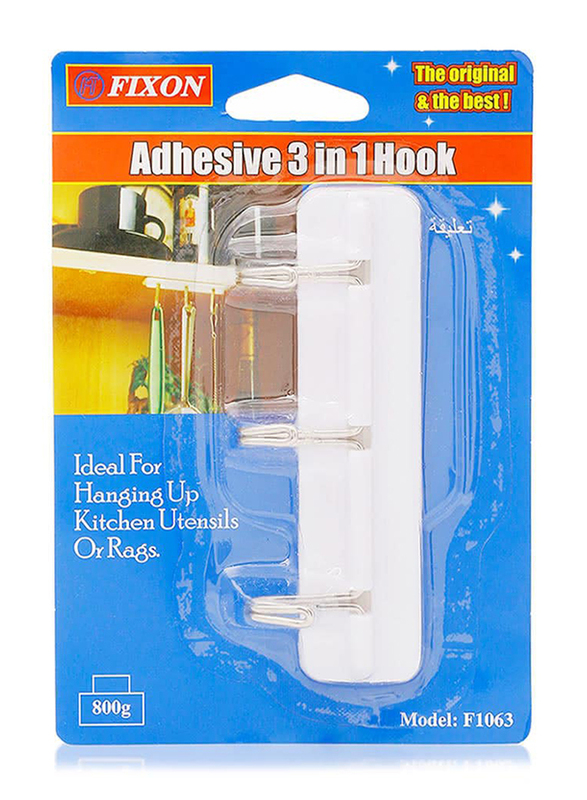 Fixon F1063 Adhesive ABS 3 in 1 Kitchen Hook, 800g