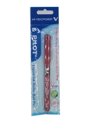 Pilot V5 Hi-Tec Point Roller Ball Pen, Red, 0.5mm