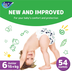 Fine Baby Diapers, Size 6, Junior, 16+ Kg, 54 Count