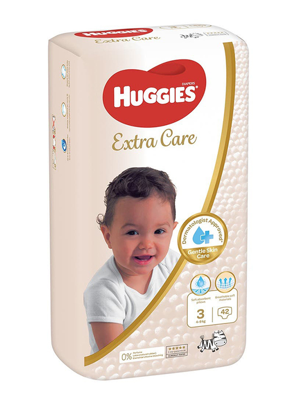 Huggies Extra Care Diapers, Size 3, 4-9 Kg, Value Pack, 42 Count