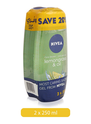 Nivea Lemongrass & Oil Care Shower Gel, 250ml, 2 Pieces