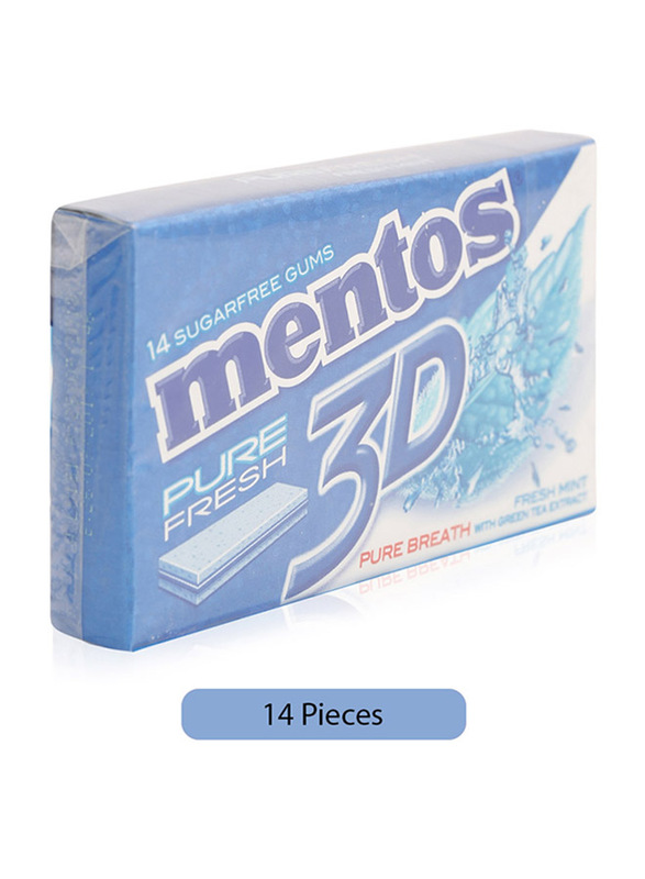 Mentos Pure Fresh Mint 3D Chewing Gum, 14 Pieces