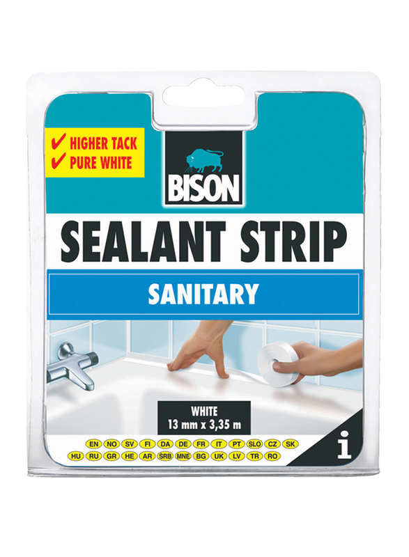 Bison Kit 13mm x 3.35m Sanitary Sealant Strips, White