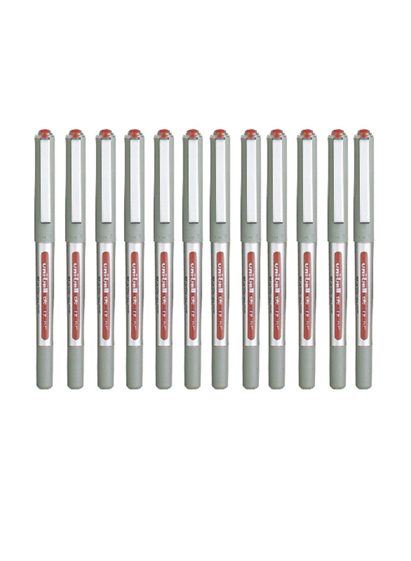 Uniball 12-Piece Eye Rollerball Pen Set, 0.7mm, Red