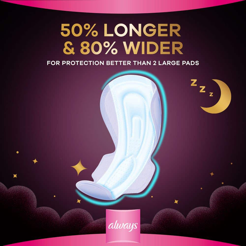 Always Cotton Thick Night Sanitary Pads, Large, 7 Piece