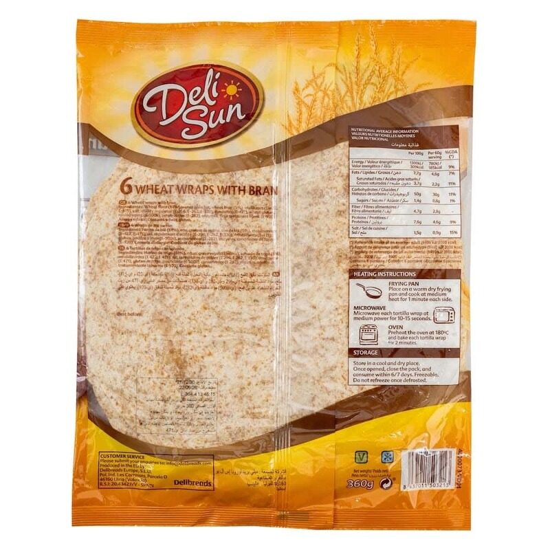 Deli Sun Weat Wrap with Bran, 6 Pieces, 360g