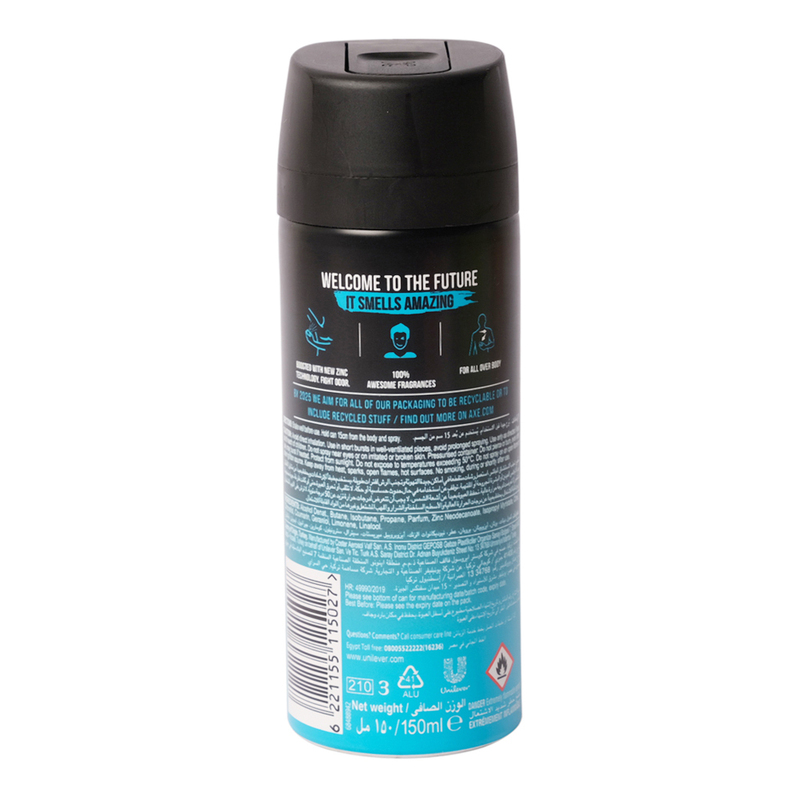 AXE Ice Chill Mint & Lemon Scent Deodorant Body Spray for Men, 150ml