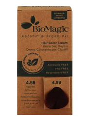 Biomagic Keratin & Argan Oil Permanent Hair Color Cream Set, 4/58 Red Violet Auburn