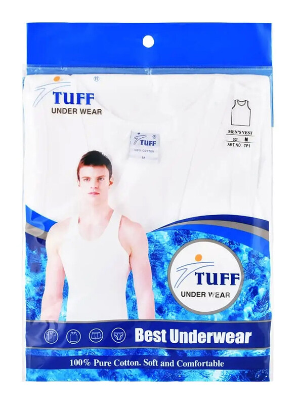 

Tuff Cotton Vest for Men, White, M