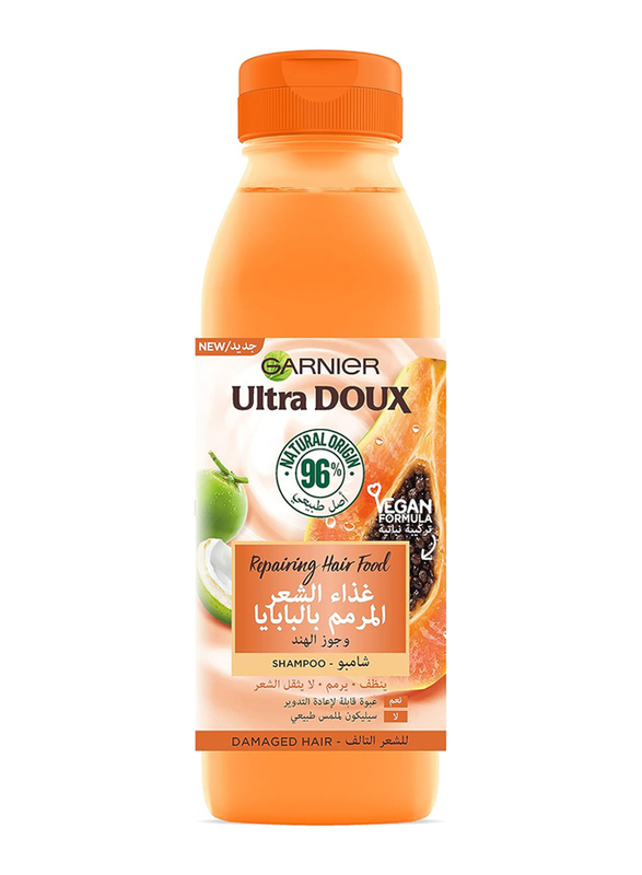 Garnier Ultra Doux Repairing Papaya Hair Food Shampoo for Damaged Hair, 350ml