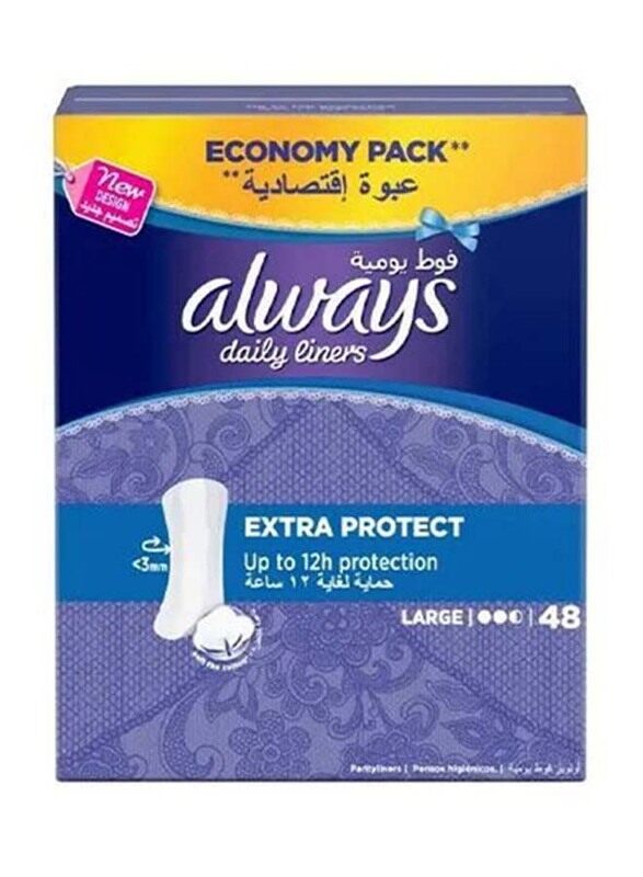 

Always Daily Liners Extra Protect Sanitary Pads - Large, 48 Pieces