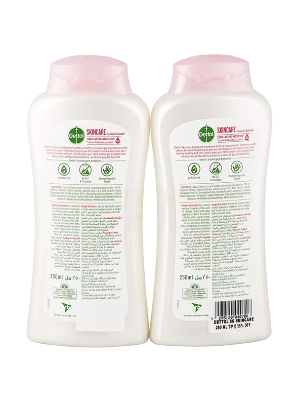 Dettol Skincare Antibacterial Bodywash, 2 x 250ml