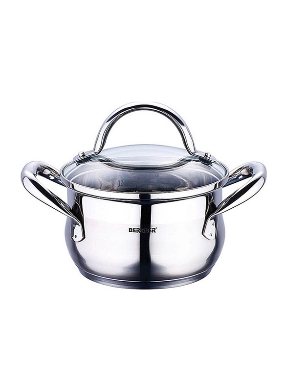Bergner 3.3 Ltr Casserole with Glass Lid 18/10, Silver