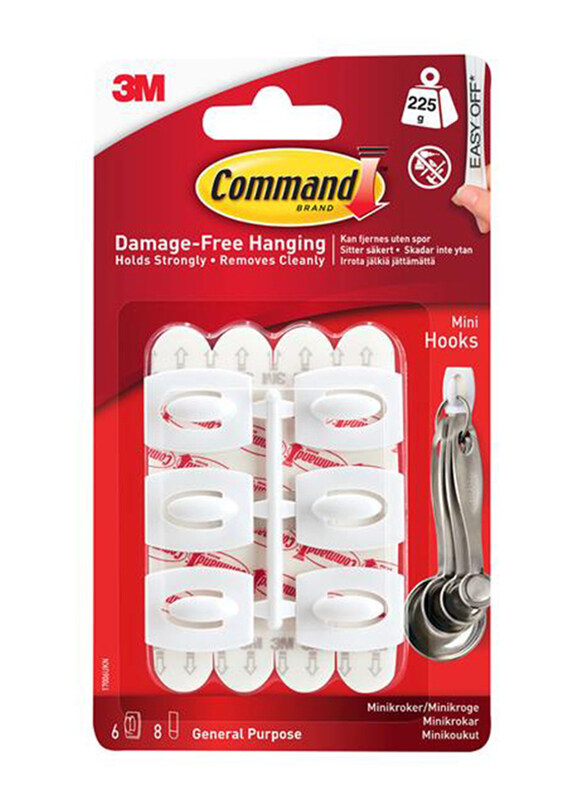 

3M Command Mini Hooks with 6 Clear Hooks & 8 Strips, 14-Piece, Clear