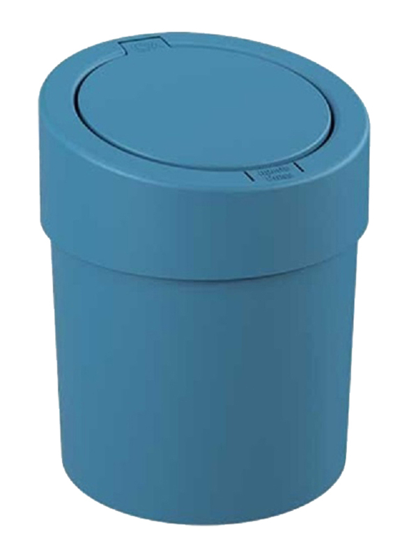 Coza Plastic Flora Press Trash Can, 5 Liter, Blue