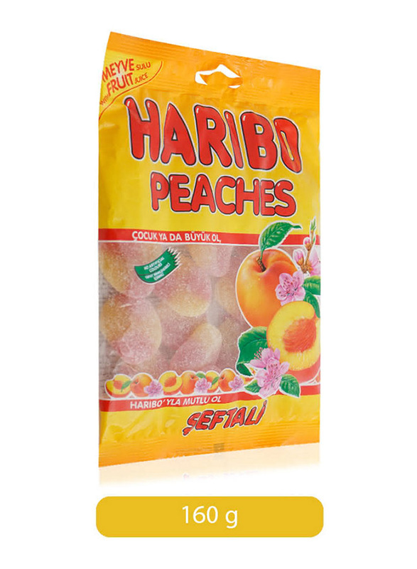 Haribo Halal Happy Peaches Bag 100g - We Get Any Stock