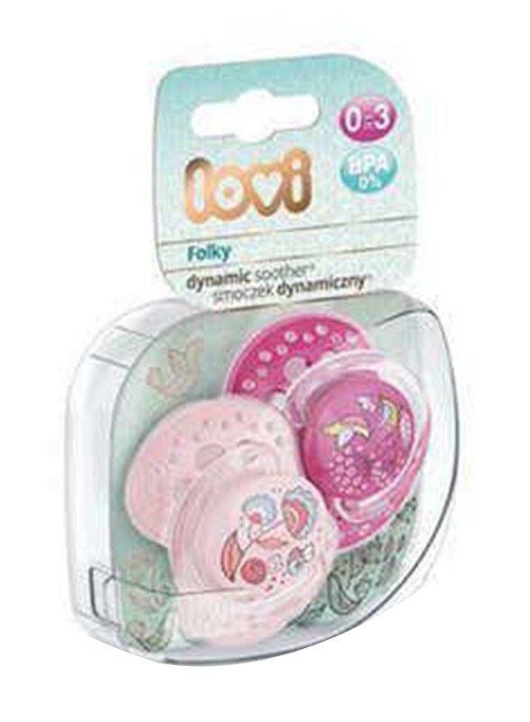 

Lovi 0-3 Months Folky Baby Girl Dynamic Soother Silicone 2 Pieces, Pink