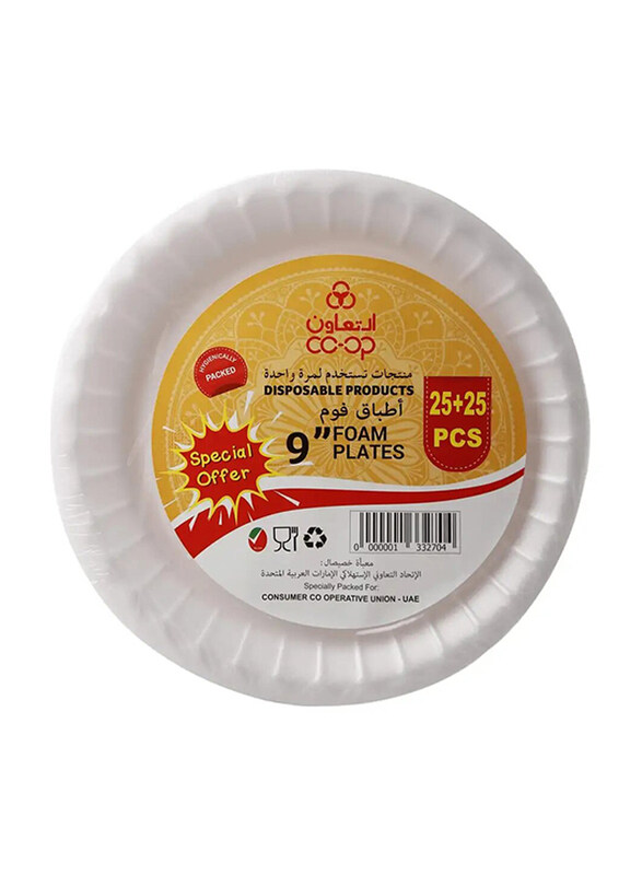 

Co-Op Disposable Foam Plate, 9-Inch, 2 x 25 Pieces