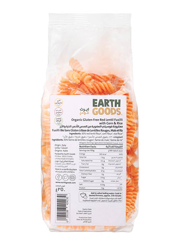 Earth Goods Organic GF Red Lentil Fusill, 250g