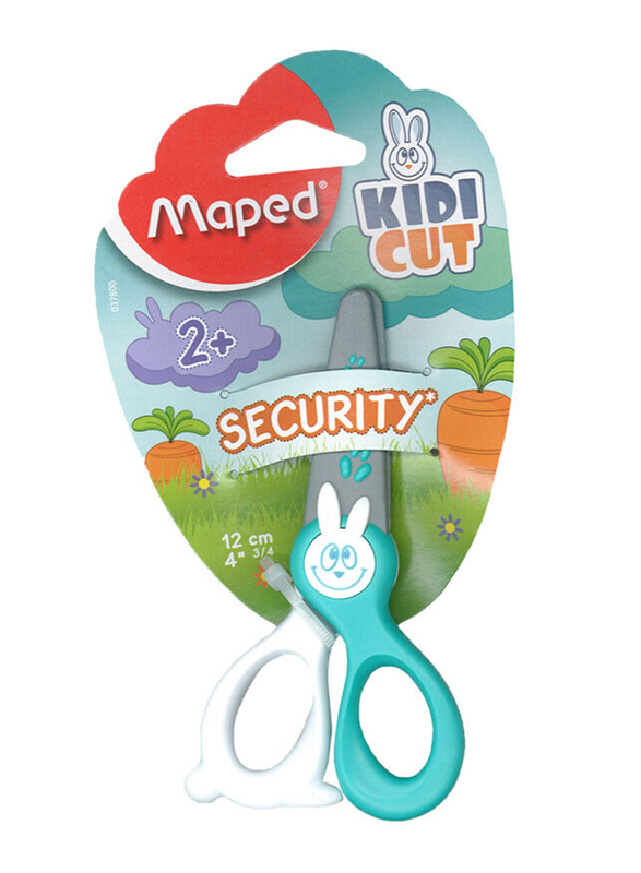 Maped Kidi-Cut Scissors for Kids, Aqua/Silver/White