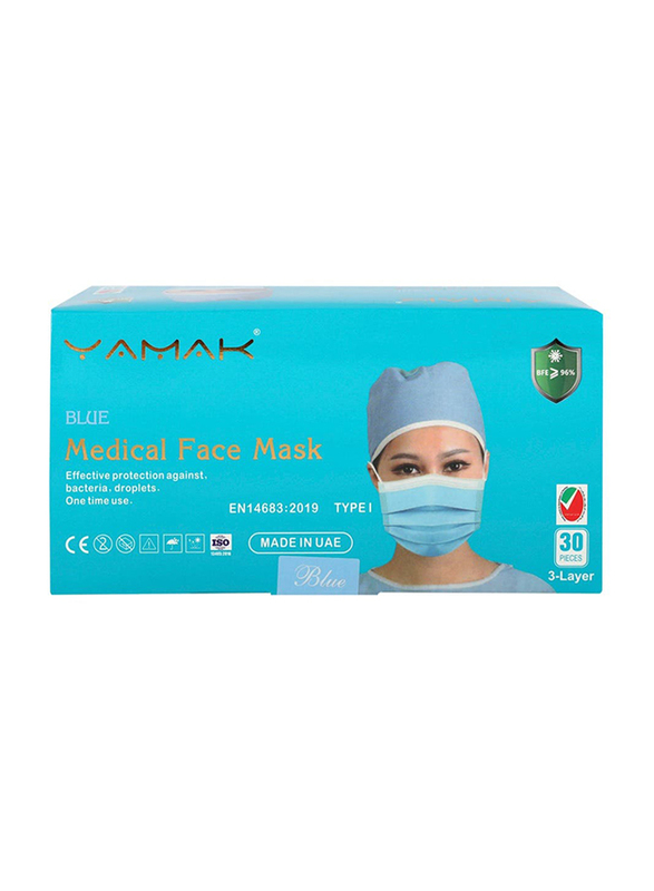 Yamak 3 Ply Blue Medical Mask, 30 Pieces
