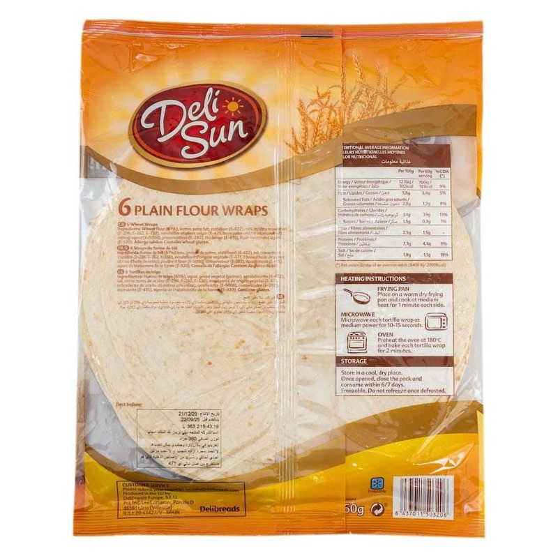Deli Sun Plain Flour Wrap Tortilla, 360g