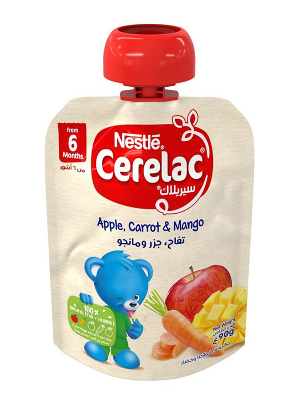 

Nestle Cerelac Fruits &Amp-Amp- Vegetables Puree Pouch Apple Carrot Mango, 90g