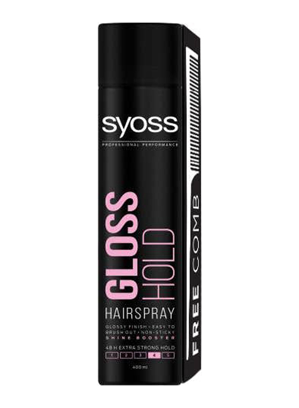 Syoss Hair Spray Gloss Hold with Free Comb, 400 ml