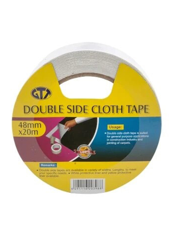 Gtt 48mm x 20m Double Side Cloth Tape, White