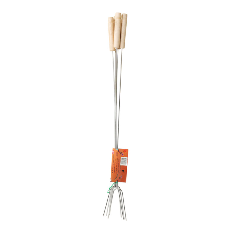 

Guangzhou 41cm Iron Wood BBQ Fork Set, 4 Pieces, Silver