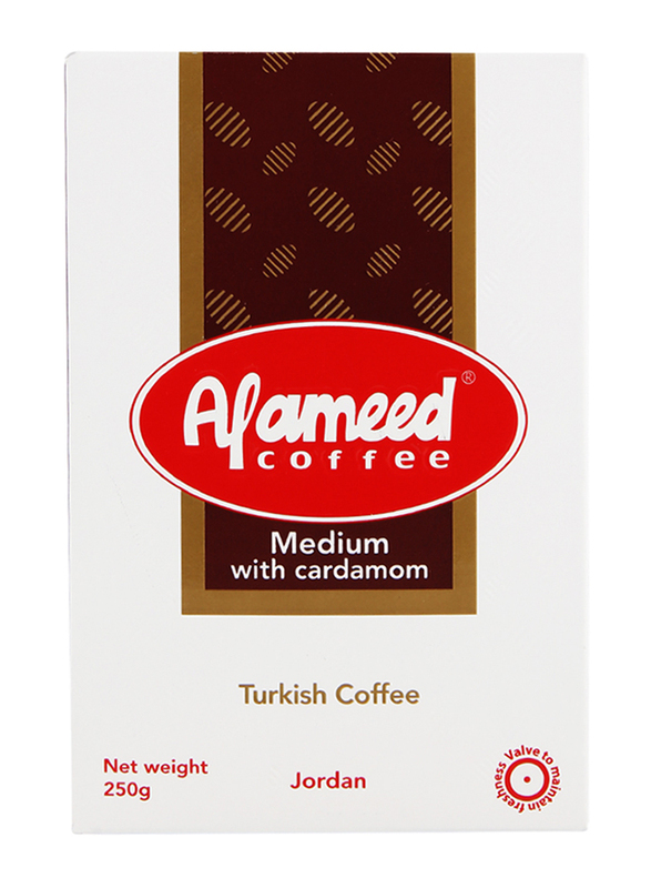 Alameed Coffee Medium with Cardamom Turkish Coffee, 250g