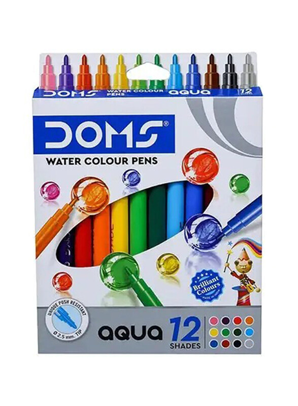 

Doms Aqua Non-Toxic Water Colour Sketch Pen Set, 12 Shades