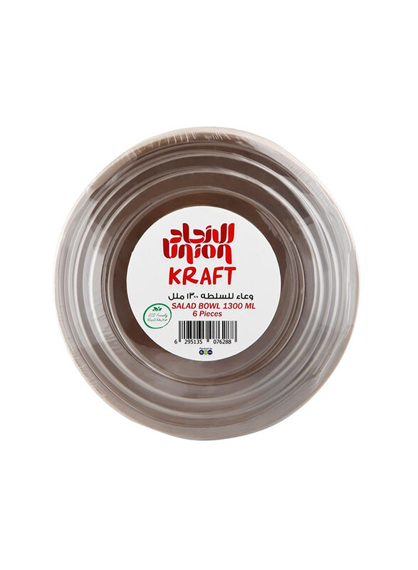 

Union 6-Piece 1300ml Kraft Disposable Round Salad Bowl with Lids, Brown