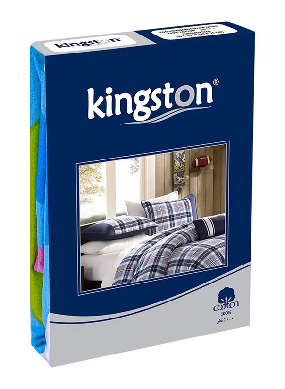 Kingston Pillow Cover, 180 Thread Count, 2 Pieces, White/Blue