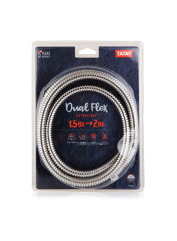 Tatay Dual Flex Extensible Shower Hose, Silver, 1.5 - 2m