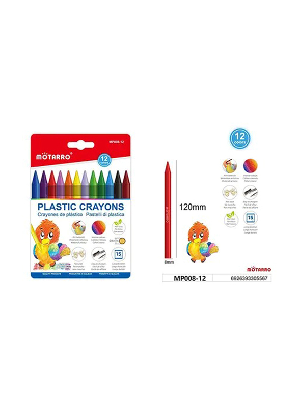 Motarro Plastic Crayons, Mp008-12, 12 Pieces