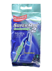 Supermax Men Disposable Comfort Grip Twin Blade - 10 + 4 Free Razors