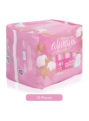 Always Premium Cotton Soft Maxi Thick Sanitary Pads, Large, 10 Pieces