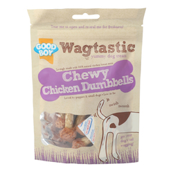 Wagtastic Chewy Chicken Dumbbells Yummy Treat Dog Dry Food, 90g