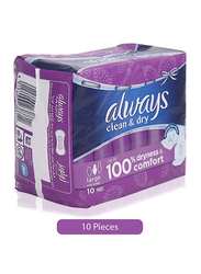 Always Clean & Dry Mesh Maxi Thick Sanitary Pads, Large, 10 Pieces