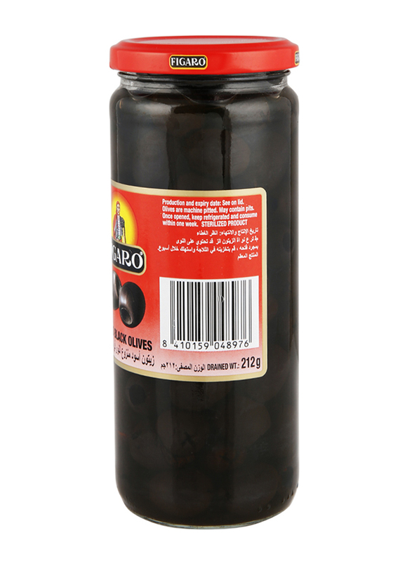 Figaro Plain Pitted Black Olives, 450 g