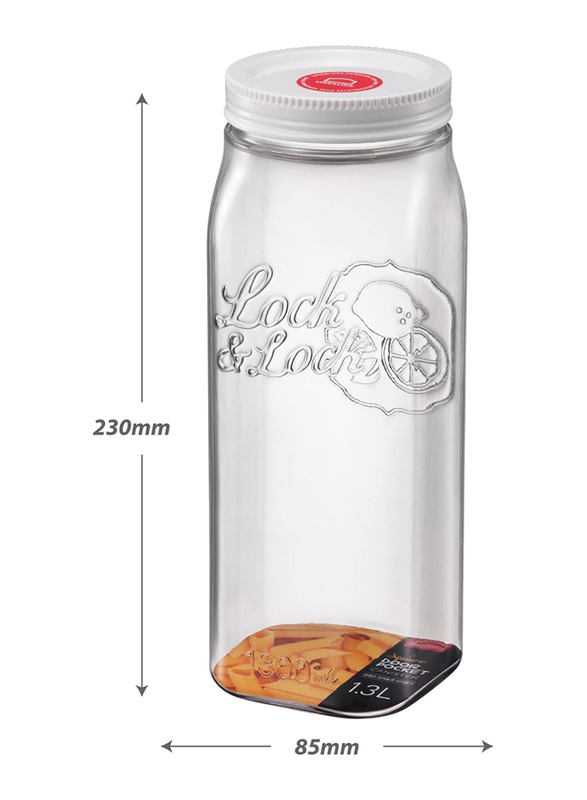 Lock & Lock Plastic Door Pocket Canister Container, 1.3L, HTE532, Clear