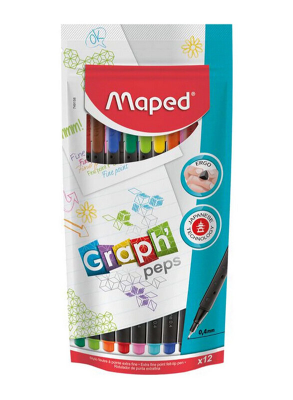 

Maped Graph'Peps Fineliner Markers, 12-Piece, Multicolour