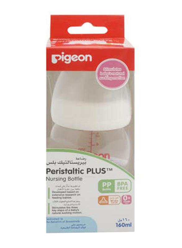 Pigeon Peristaltic Plus Nursing Wide Neck Bottle 160ml, White