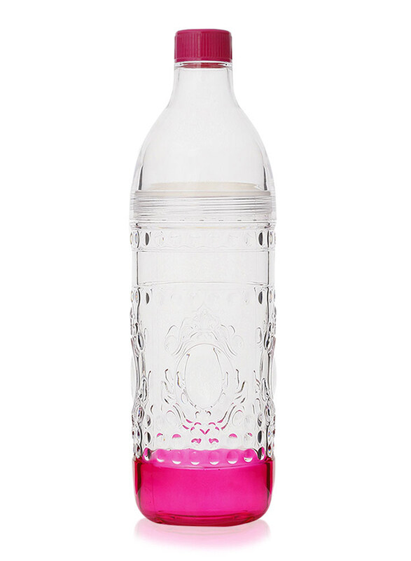 

Al Hoora Ruby Glass Water Bottle, Pink/Clear