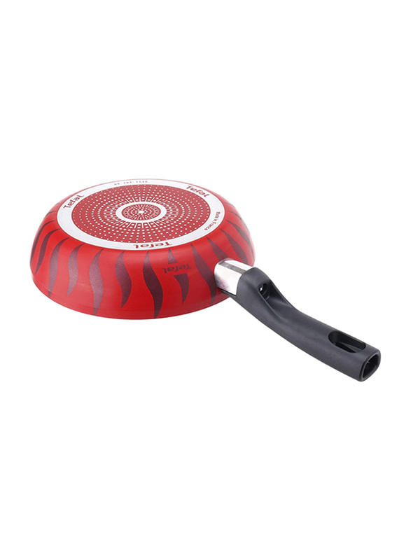 Tefal 30cm G6 Round Tempo Flame Frypan, Black/Red