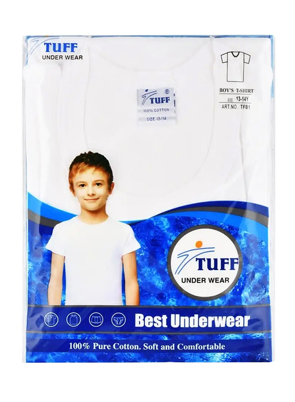 Tuff Cotton Under T-Shirt for Boys, White, 13 - 14 Years