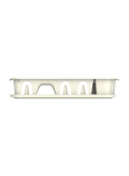 Cosmoplast Plastic Dish Drainer Rack Large with Detachable Drainboard, Off White