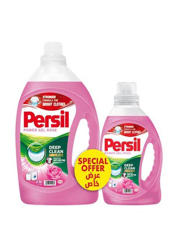 Persil Power Gel Rose Laundry Detergent with Deep Clean Technology, 2.9 Liters + 1 Liter